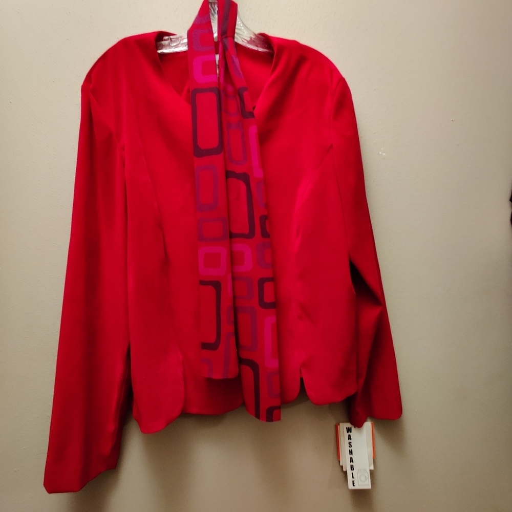 Stunning Leslie Fay women's size 18 (2) piece suit set with scarf skirt&jacket